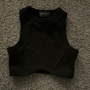 White Fox Black Crop Top